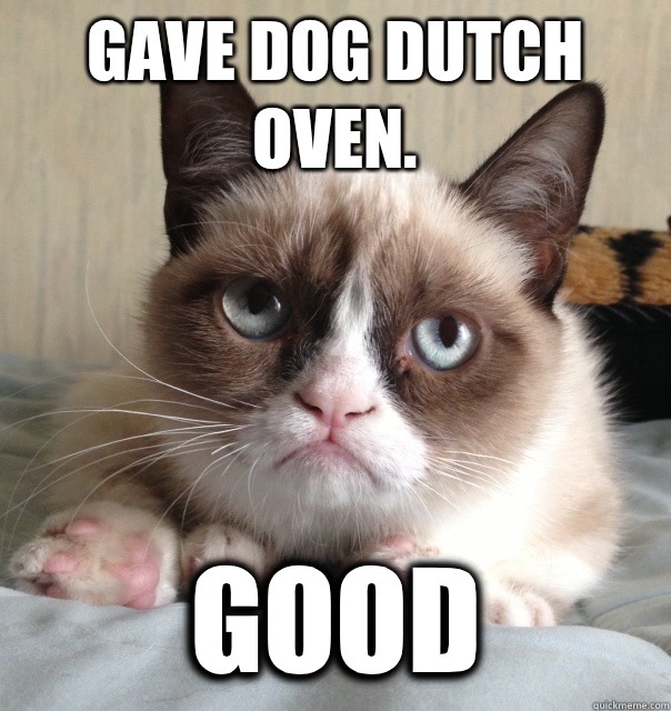 Gave dog Dutch oven.  good  