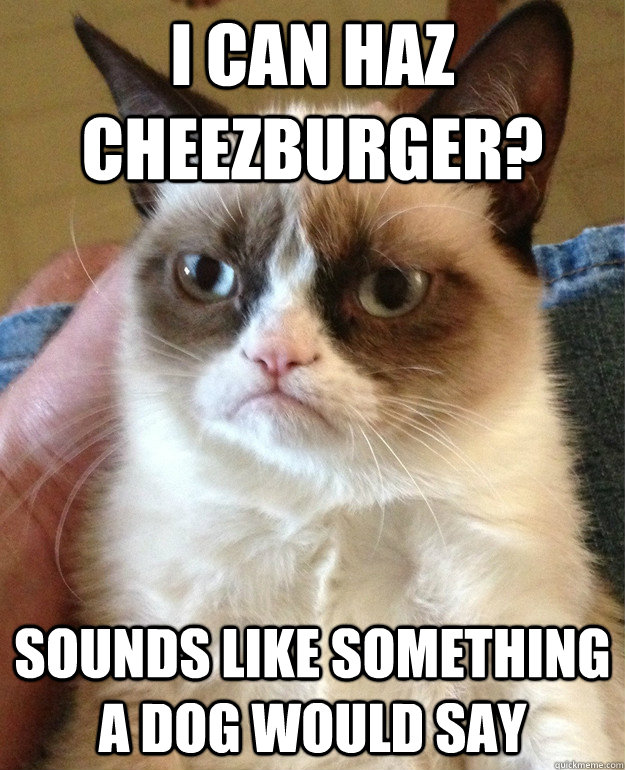 I can haz cheezburger? Sounds like something a dog would say - I can haz cheezburger? Sounds like something a dog would say  Misc