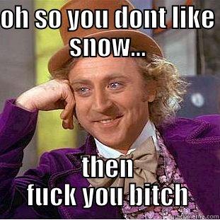 OH SO YOU DONT LIKE SNOW... THEN FUCK YOU BITCH Condescending Wonka