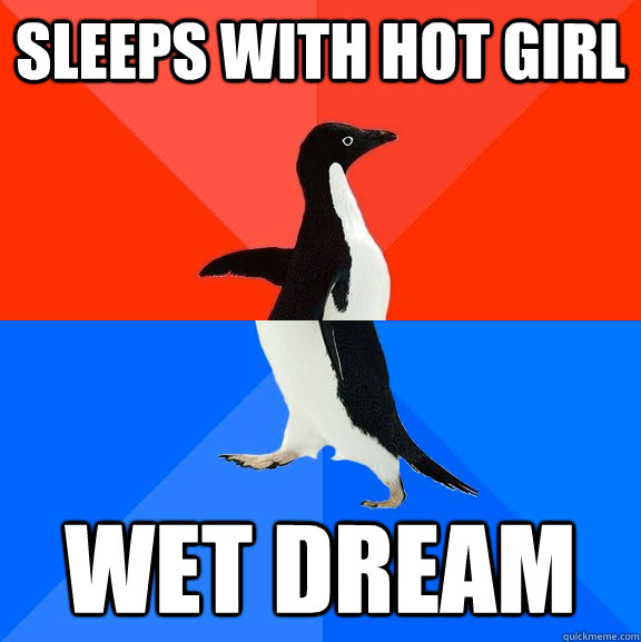 Sleeps With Hot Girl Wet Dream  Socially Awesome Awkward Penguin