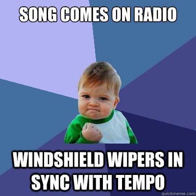 Song comes on radio windshield wipers in sync with tempo - Song comes on radio windshield wipers in sync with tempo  Success Kid