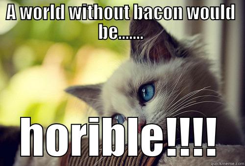 A WORLD WITHOUT BACON WOULD BE....... HORIBLE!!!! First World Problems Cat