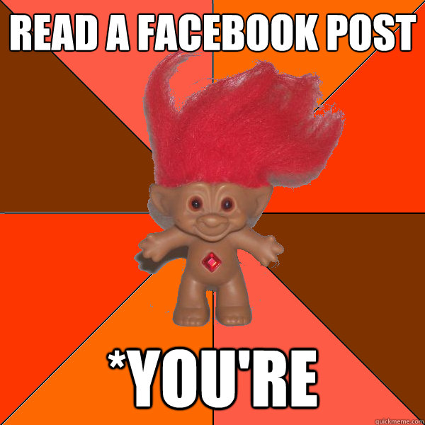 Read a Facebook post *You're  Grammar Troll