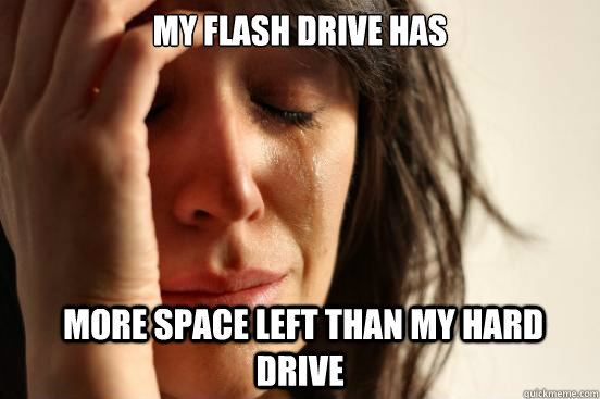 My flash drive has  more space left than my hard drive  First World Problems