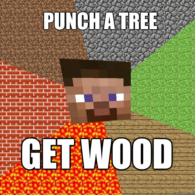 PUNCH A TREE GET WOOD  Minecraft