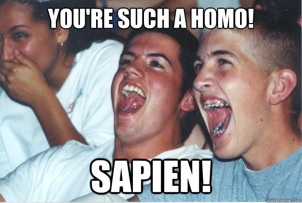 You're such a homo! SAPIEN!   Immature High Schoolers