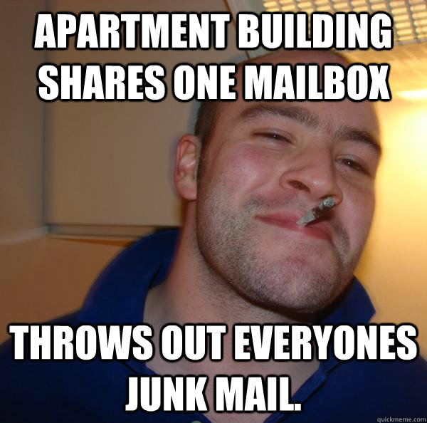 Apartment Building Shares one mailbox throws out everyones junk mail