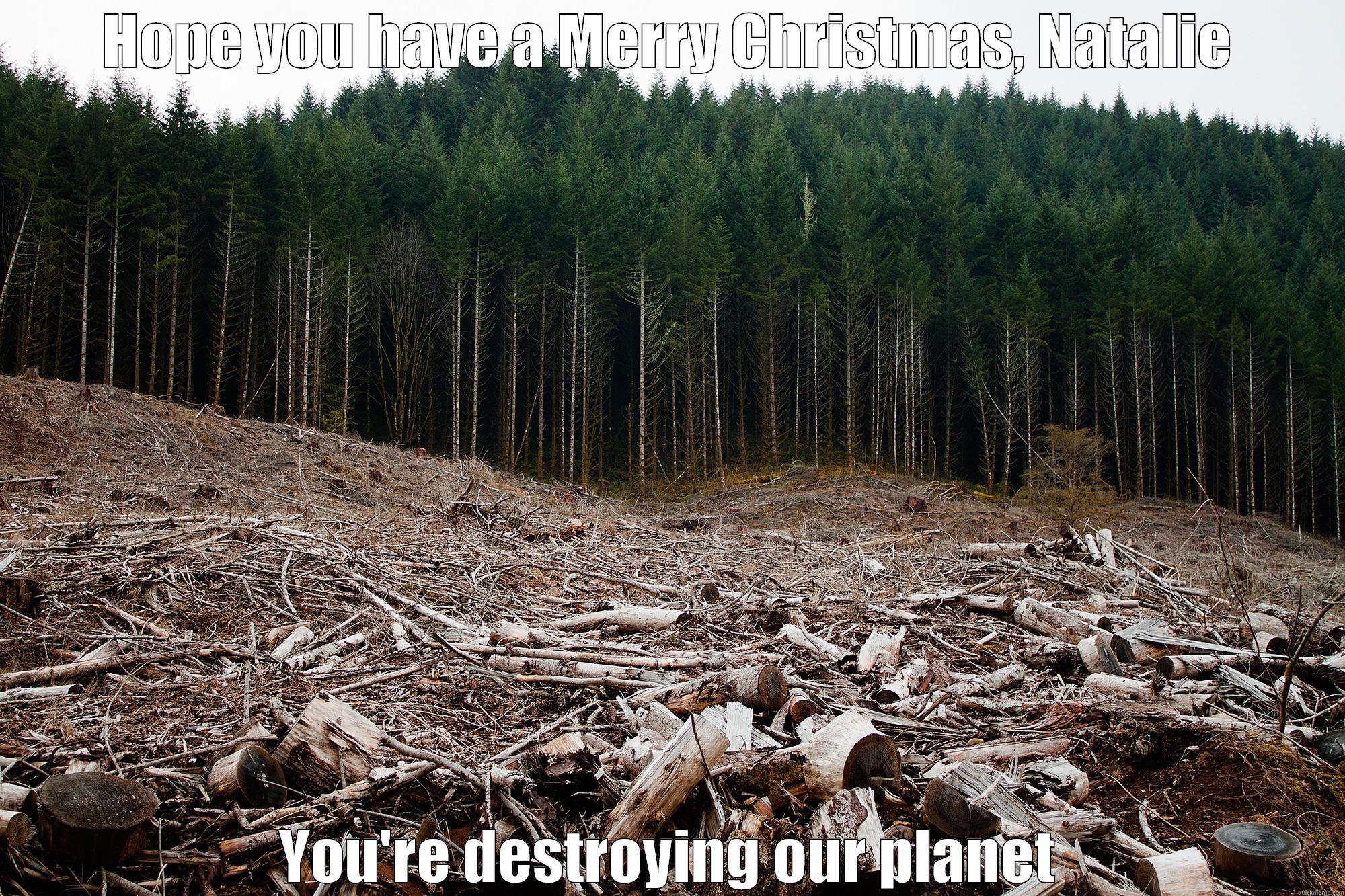 Thanks a lot - HOPE YOU HAVE A MERRY CHRISTMAS, NATALIE YOU'RE DESTROYING OUR PLANET Misc