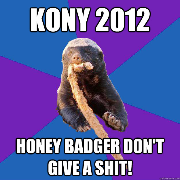 KONY 2012 honey badger don't Give a shit!  Honey Badger Dont Care