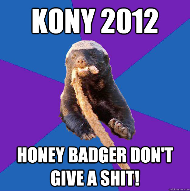 KONY 2012 honey badger don't Give a shit!  Honey Badger Dont Care