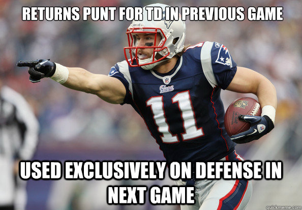 Returns Punt for td in previous game used exclusively on defense in next game - Returns Punt for td in previous game used exclusively on defense in next game  Misc