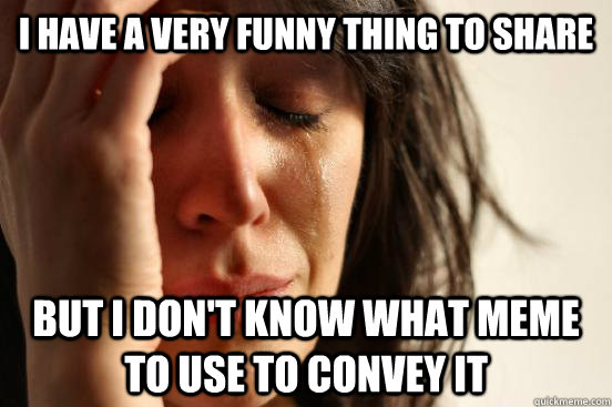 I have a very funny thing to share But I don't know what meme to use to convey it  First World Problems