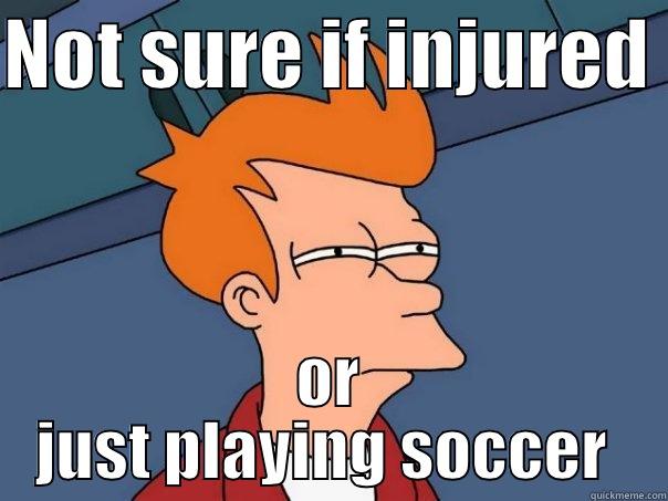 NOT SURE IF INJURED  OR JUST PLAYING SOCCER  Futurama Fry