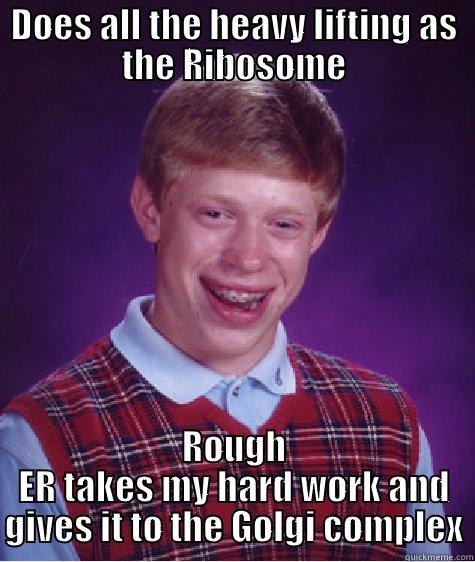 DOES ALL THE HEAVY LIFTING AS THE RIBOSOME ROUGH ER TAKES MY HARD WORK AND GIVES IT TO THE GOLGI COMPLEX Bad Luck Brian