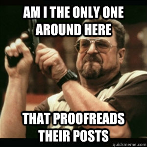 Am i the only one around here that proofreads their posts  Am I The Only One Round Here