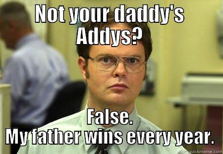 NOT YOUR DADDY'S ADDYS? FALSE. MY FATHER WINS EVERY YEAR. Schrute