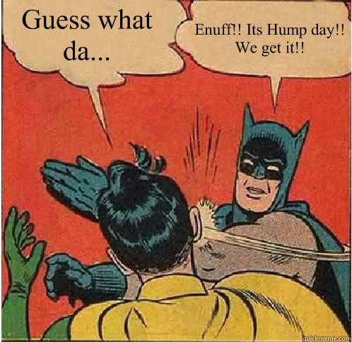 Guess what da... Enuff!! Its Hump day!! We get it!!  Batman Slapping Robin