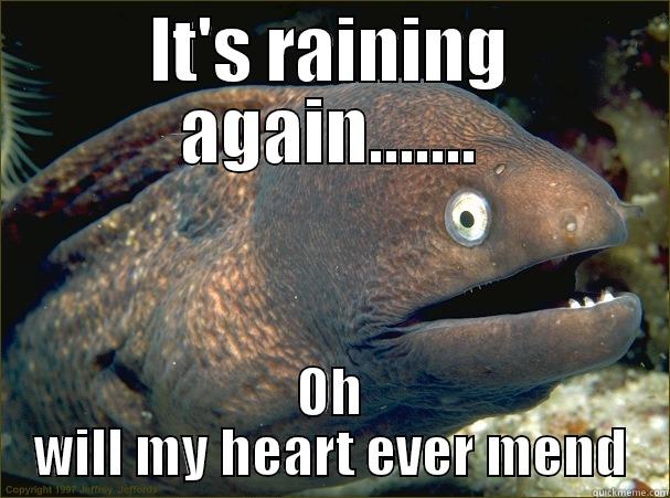 It's raining again... - IT'S RAINING AGAIN....... OH WILL MY HEART EVER MEND Bad Joke Eel