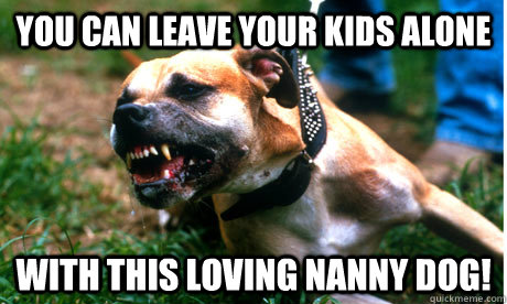 you can leave your kids alone with this loving nanny dog! - you can leave your kids alone with this loving nanny dog!  Angry Pit Bull
