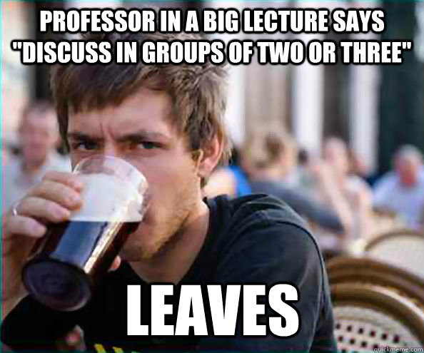 Professor in a big lecture says 