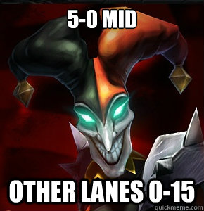 5-0 mid other lanes 0-15  League of Legends