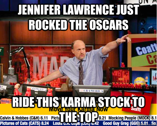 Jennifer Lawrence just rocked the oscars ride this karma stock to the top  move your karma now