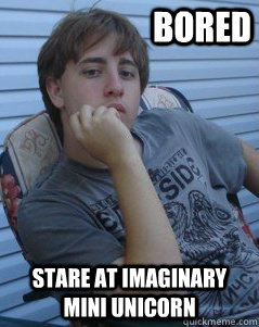 Bored Stare at imaginary mini unicorn  