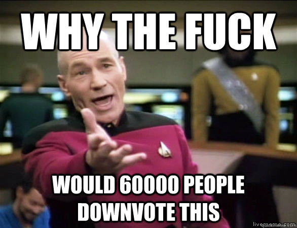 why the fuck would 60000 people downvote this  Annoyed Picard HD