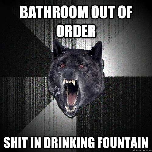 Bathroom out of order Shit in drinking fountain  Insanity Wolf