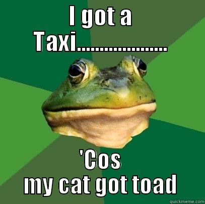 I GOT A TAXI.................... 'COS MY CAT GOT TOAD Foul Bachelor Frog
