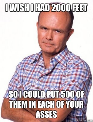 I wish I had 2000 feet so I could put 500 of them in each of your asses  Red Forman
