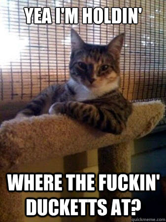 Yea I'm holdin' Where the fuckin' ducketts at?  The Most Interesting Cat in the World
