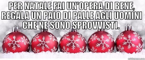 PER NATALE FAI UN'OPERA DI BENE, REGALA UN PAIO DI PALLE AGLI UOMINI CHE NE SONO SPROVVISTI.   Misc