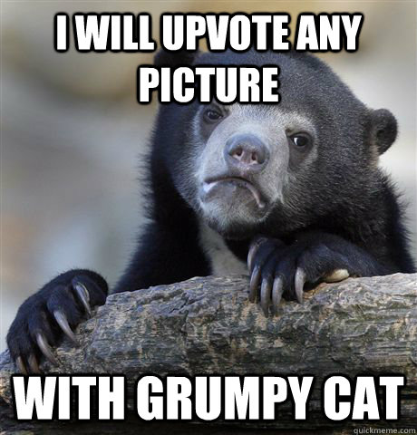 I will upvote any picture with Grumpy Cat - I will upvote any picture with Grumpy Cat  Confession