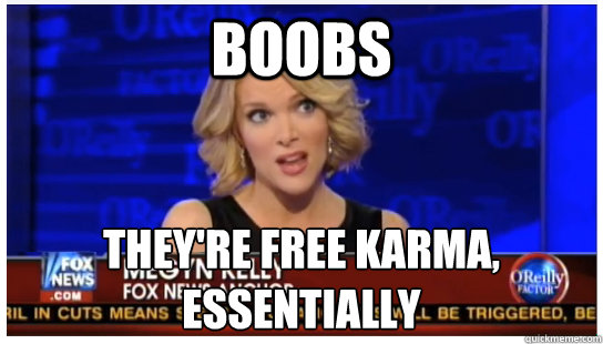 Boobs They're free karma, essentially - Boobs They're free karma, essentially  Euphemism Megyn Kelly