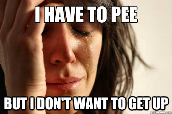 I have to Pee But I don't want to get up  First World Problems
