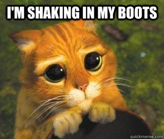 I'm shaking in my boots   - I'm shaking in my boots    Puss in boots