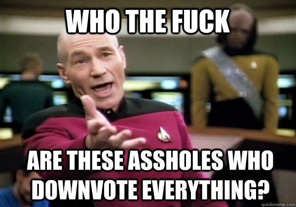 who the fuck are these assholes who downvote everything?  Patrick Stewart WTF