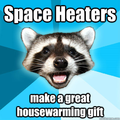 Space Heaters make a great housewarming gift  Lame Pun Coon