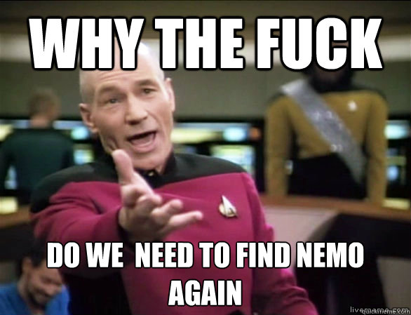 why the fuck do we  need to find nemo again  Annoyed Picard HD
