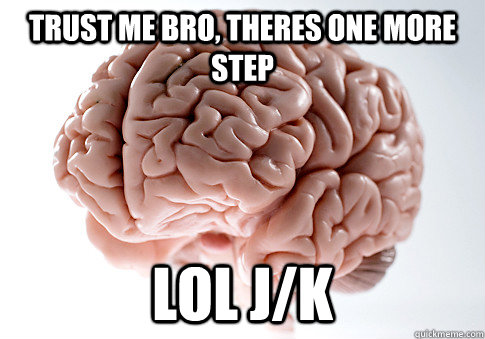 trust me bro, theres one more step  lol j/k  ScumbagBrain