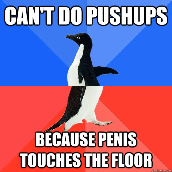Can't do Pushups Because penis touches the floor  Socially Awkward Awesome Penguin