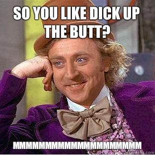 So you like dick up the butt? Mmmmmmmmmmmmmmmmmmmm  Condescending Wonka