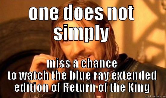 ONE DOES NOT SIMPLY MISS A CHANCE TO WATCH THE BLUE RAY EXTENDED EDITION OF RETURN OF THE KING Boromir
