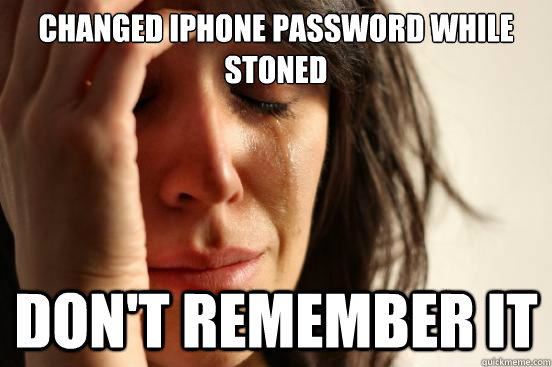 Changed iphone password while stoned don't remember it  First World Problems