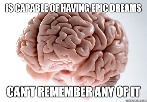 Is capable of having epic dreams Can't remember any of it  Scumbag Brain