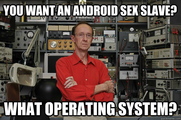 You want an android sex slave? What operating system?  neat nerd ned