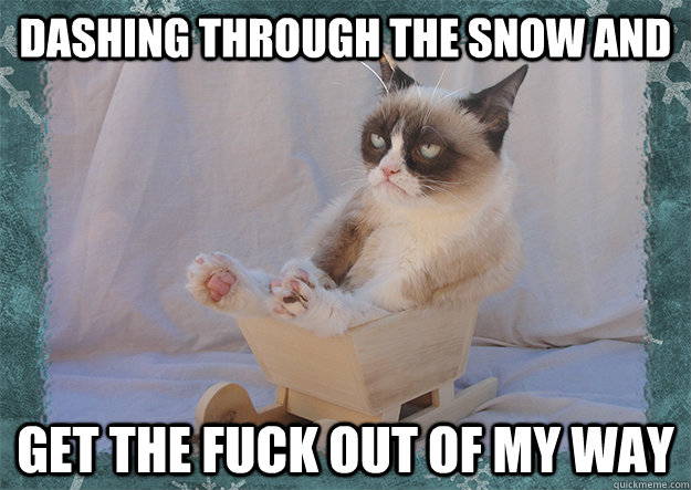 dashing through the snow and  get the fuck out of my way  