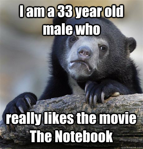 I am a 33 year old male who  really likes the movie The Notebook  Confession Bear