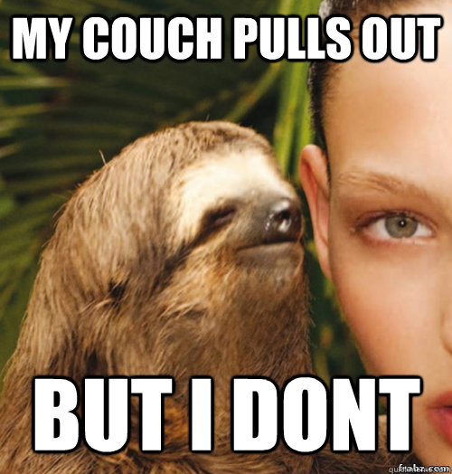 my couch pulls out but i dont - my couch pulls out but i dont  rape sloth